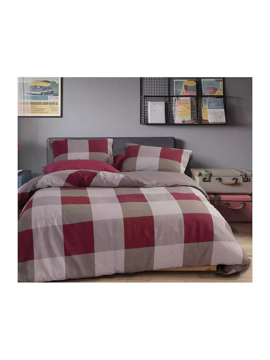 Nef-Nef Homeware Set Cearșafuri Single cu Elastic 100x200+35cm. Casual Bordo 3buc