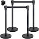 Set 4 Bariere Cu Corzi Cu Bandă Retractabilă În 4 Direcții Oțel Inoxidabil Oțel Negru Înălțime 90 Cm Bandă Rezistentă Lungime 2 M