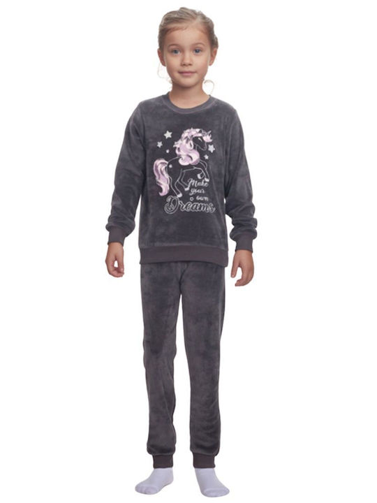 Dreams by Joyce Kids Nightwear Winter Cotton Anthracite Unicorn