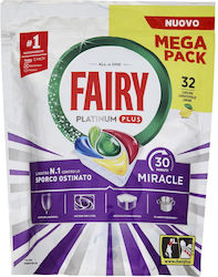 Fairy Platinum Plus 32 Κάψουλες Πλυντηρίου Πιάτων