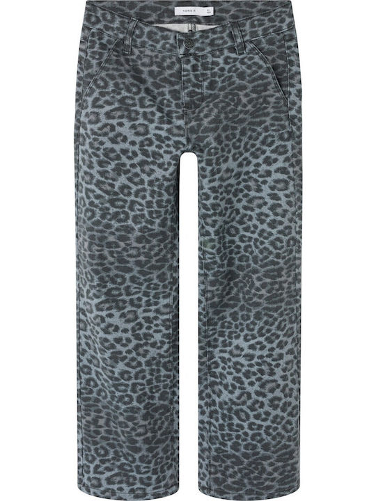 Pantaloni de Blugi pentru Copii Grey Leopard Print