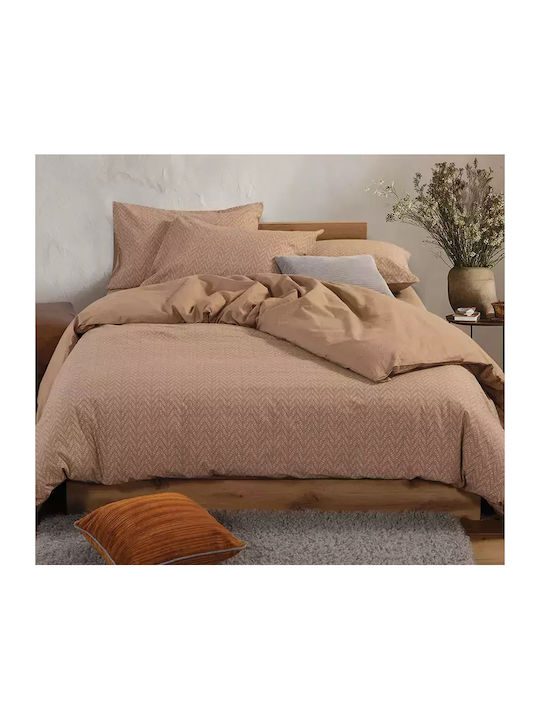 Nef-Nef Homeware Duvet Cover Set Cotton Single with Pillowcase 170x240 Suspen Caramel