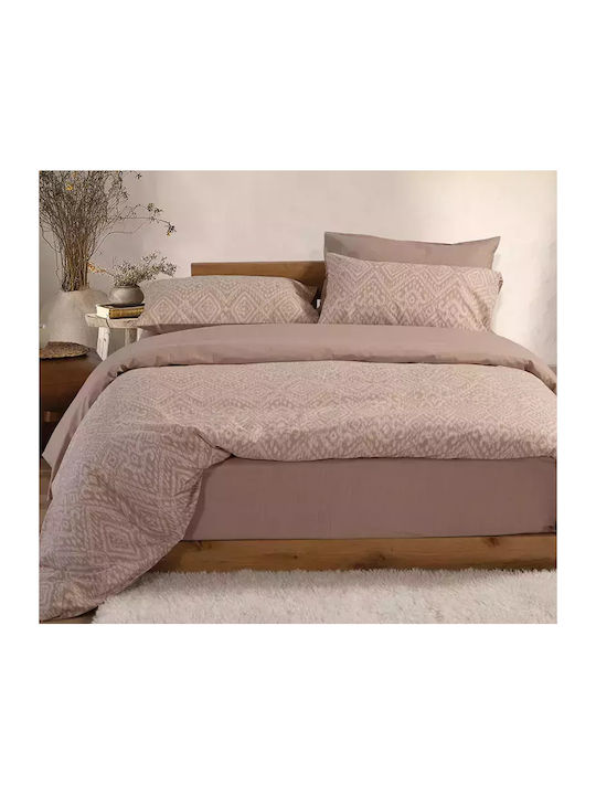 Nef-Nef Homeware Duvet Cover Set Cotton Single with Pillowcase 170x240 Orion Beige