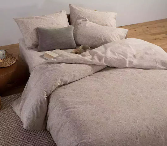 Nef-Nef Homeware Σετ Παπλωματοθήκη Βαμβακερή Υπέρδιπλη με 2 Μαξιλαροθήκες 240x230cm Lucil Beige