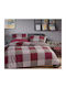 Nef-Nef Homeware Duvet Cover Set Cotton Single with Pillowcase 170x240 Casual Check Bordo