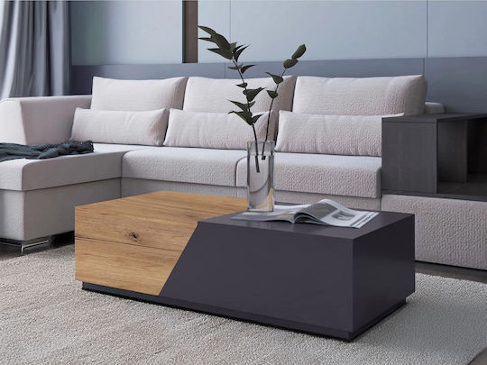 Rectangular Central Coffee Table Twilight Wooden Fusiko Black W110xD50xH45cm