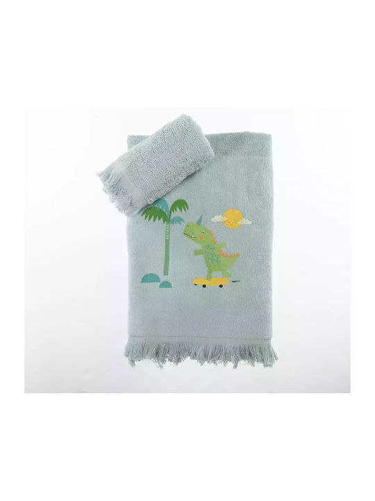 Nef-Nef Homeware Set of baby towels 2pcs Dinos On Wheels Blue Weight 420gr/m²