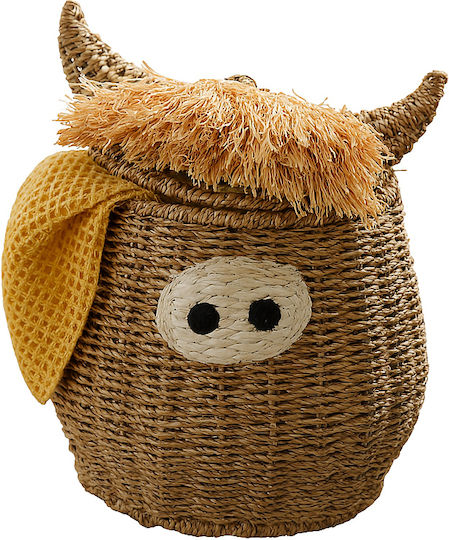 Polihome Porkie Καλάθι Αποθήκευσης Ψάθινο Μπεζ 25x25x32cm