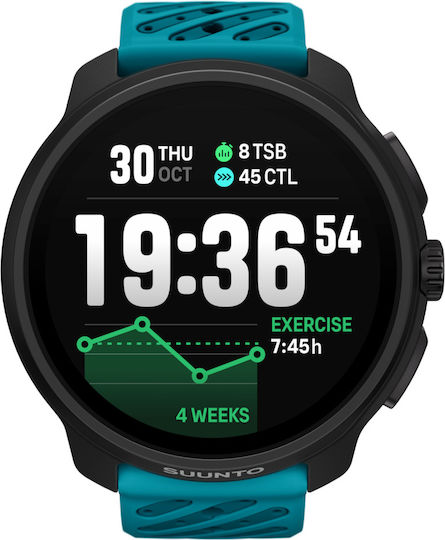 Suunto Race 2 Stainless Steel 49mm Waterproof Smartwatch with Heart Rate Monitor (Wave Blue)