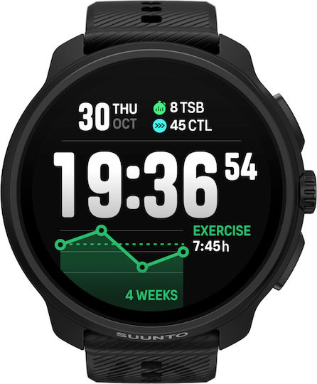 Suunto Race 2 Stainless Steel 49mm Waterproof Smartwatch with Heart Rate Monitor (All Black)