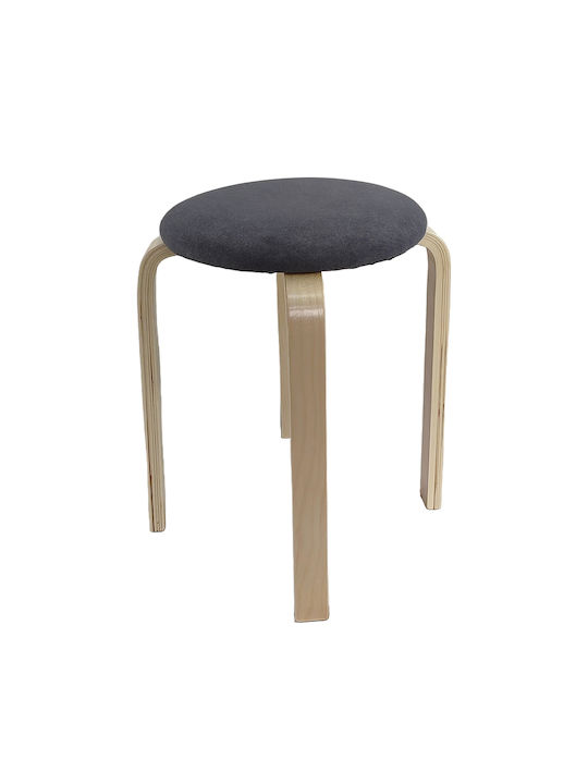 Stool For Living Room Wooden Miloa Grey/Natural...