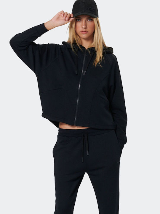 Women's Sweatshirt Jacket Hooded Black
