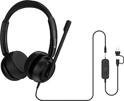Sandberg 3in1 Office Headset Pro ENC On Ear Multimedia Ακουστικά με μικρόφωνο και σύνδεση USB-A / USB-C