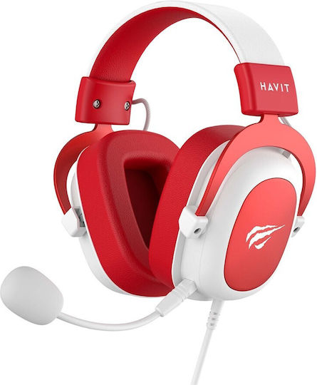 Havit H2002D Over Ear Gaming Headset με σύνδεση 3.5mm Red/White