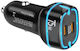Car Charger 75W Fast Charging with Ports: 2xType-C Black Color