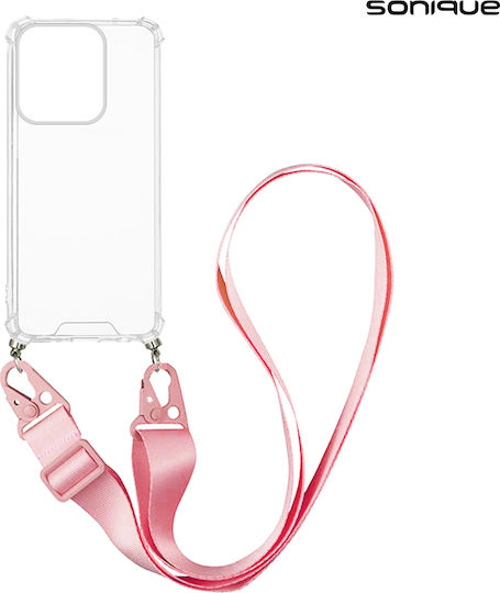 Silicone Case Strap Sonique Armor Clear Motorola Moto G15 4G Moto G15 Power Pink