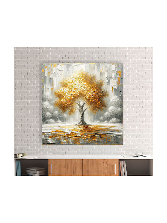 Πίνακας Ζωγραφικής Καμβά Gold Tree In Heaven 90x90 Cm