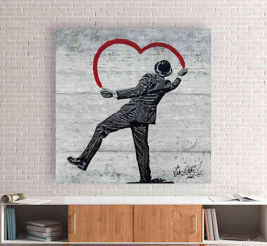 Gemälde Segeltuch Love Around World 80x80 cm