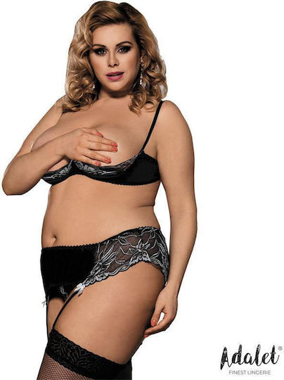 Adalet Lingerie Ilia Set Open Bra Garter Belt Thong