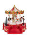 Iliadis Christmas Illuminated Decorative Carousel Red with Battery with Movement 23x22x20cm.