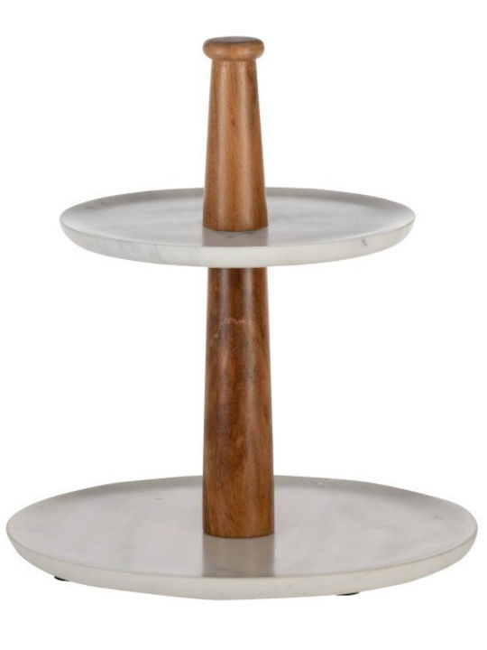 Eglo Stone Dessert Tower Stand with 2 Tiers Makilala White Ø28cmxY25.5cm