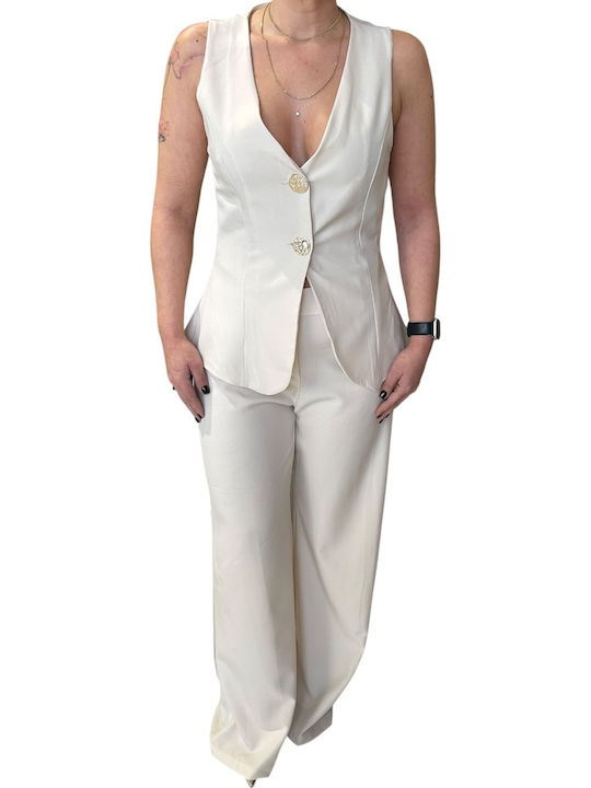 Women's Ecru Set with Pants with Elastic
