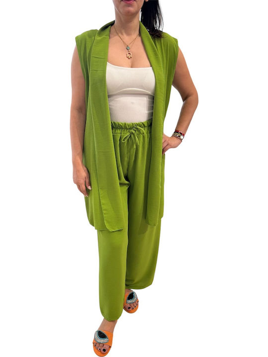 Women's Green Set with Pants with Elastic