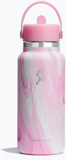 Hydro Flask Bottle Thermos Stainless Steel 945ml Pink Swirl with