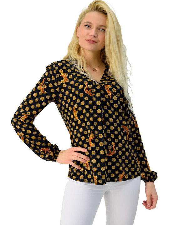 Women's Denim Long Sleeve Shirt Black