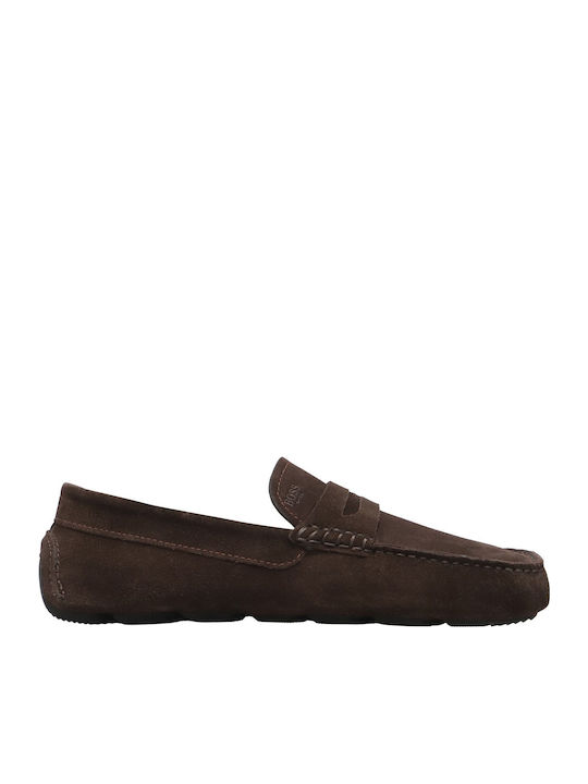 Boss Shoes Men's Suede Loafers Brown