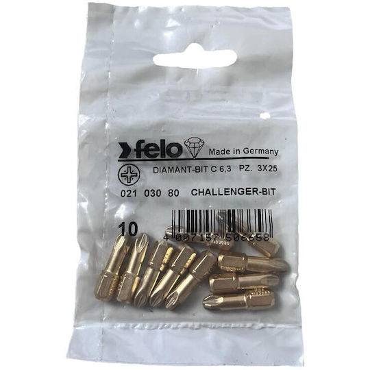 Set 10 Diamantspitzen Bits Pozidriv Profil C6.3 Pz3 25mm