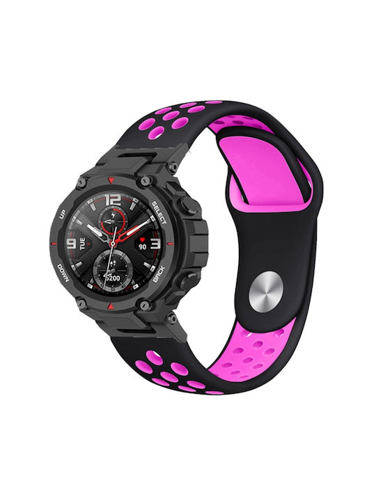 Amazfit T-Rex 2 Two-Color Holes Reverse Buckle Silicone Black Pink Red