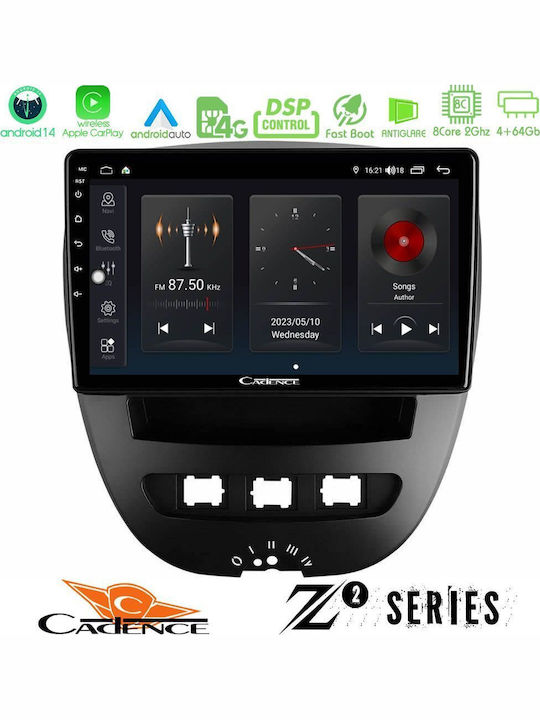 Bizzar Auto-Audiosystem für Peugeot 107 Toyota Aygo Citroen C1 2005-2014 (Bluetooth/USB/WiFi/GPS/Apple-Carplay/Android-Auto) mit Touchscreen 10"