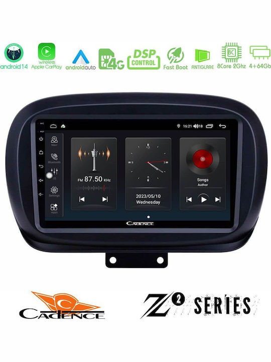 Bizzar Car Audio System for Fiat 500X 2015-2020 (Bluetooth/USB/WiFi/GPS/Apple-Carplay/Android-Auto) with Touch Screen 9"