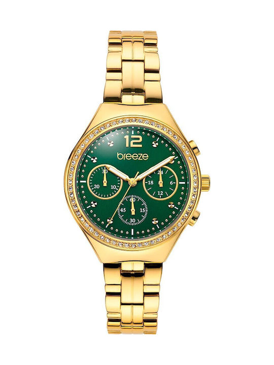 Breeze Women's Watch Chronograph with Gold Metal Bracelet
