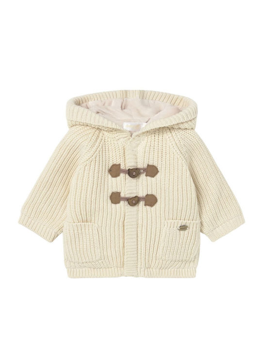 Kids Cardigan Knitted with Hood Beige