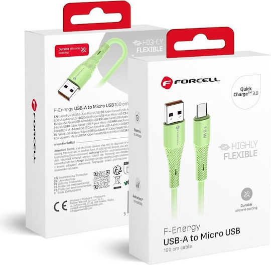 Forcell Regular USB 2.0 to micro USB Cable Πράσινο 1m 1τμχ