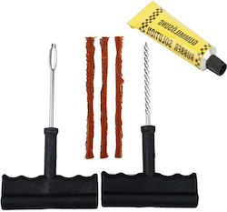 Car Tire Repair Tool Kit 6 Pieces Ergonomic Secure Grip Universal Steel Plastic Brown