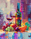 Olympus Diamond Painting "Abstract Wine Bottle & Fruit Painting" Mosaic "Abstract Painting Wine Bottle Fruits" 50x40
