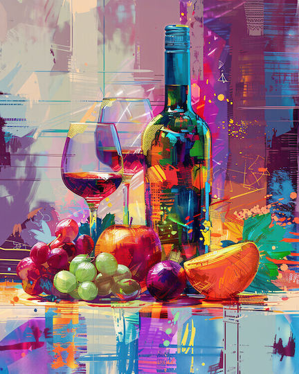 Olympus Diamond Painting "Abstract Wine Bottle & Fruit Painting" Mosaic "Abstract Painting Wine Bottle Fruits" 50x40