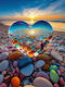 Olympus Diamond Painting "crystal Heart Pebbles" Ψηφιδωτό Μωσαικό "καρδιά Κρύσταλλο Βότσαλα" 50χ40