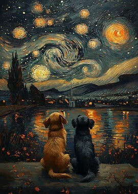 Olympus Diamond Painting "Dogs on a Starry Night" Mosaic "Puppies Watching a Starry Sky" 40x30
