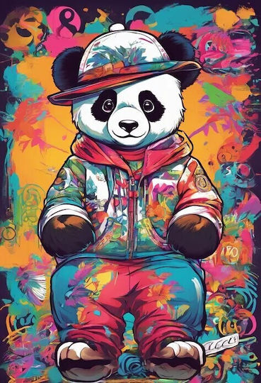 Olympus Diamond Painting "Colorful Panda Bear Wearing Hat" Mosaic "Colorful Bear Wearing Hat" 40x30
