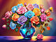 Olympus Diamond Painting "Bouquet Colorful Roses In A Vase" Mosaic "Bouquet Colorful Roses Vase" 40x30