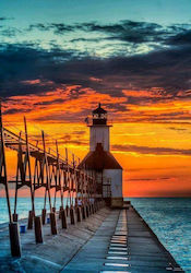 Olympus Diamond Painting "Lighthouse St. Joseph Michigan USA" Mosaic "Lighthouse Somewhere in the USA" 40x30