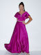 Maxi Dress for Wedding - Christening Satin Open Back Purple