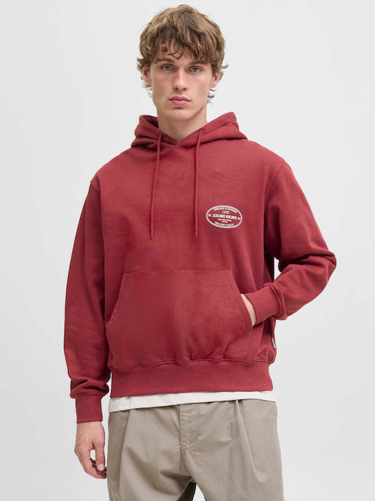 Jack & Jones Φούτερ με Κουκούλα Μπορντό