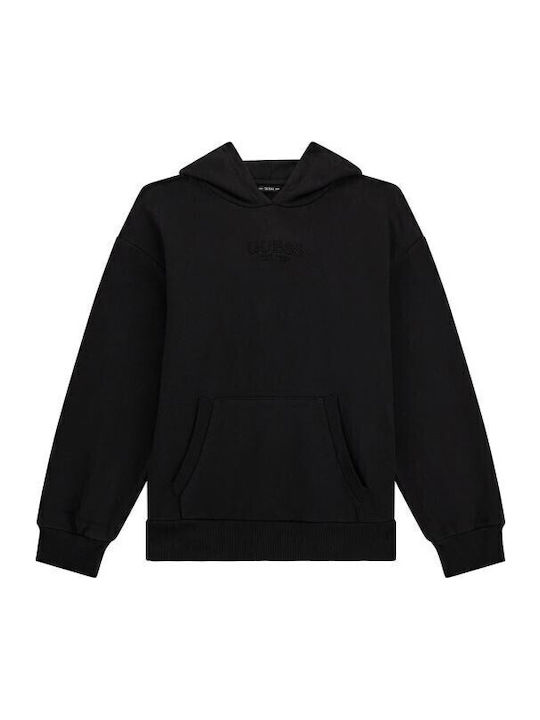 Guess Kids Sweatshirt With Hood And Pockets Black