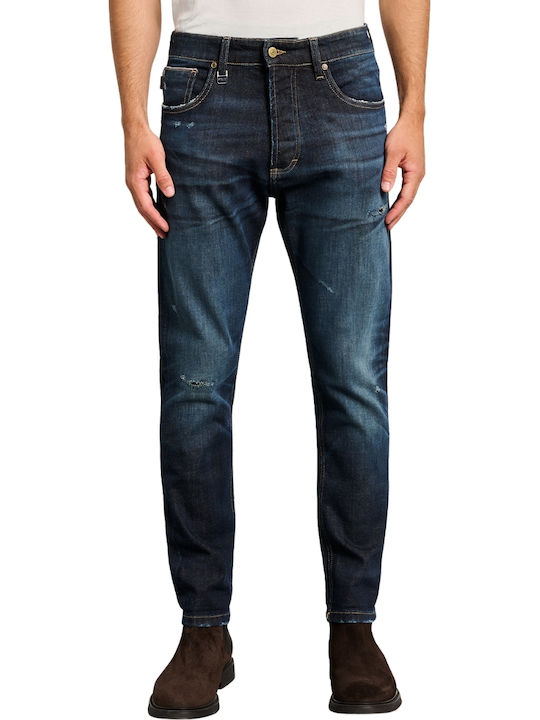Nollan Ανδρικό Παντελόνι Τζιν Ελαστικό με Slim Tapered Εφαρμογή Navy Μπλε
