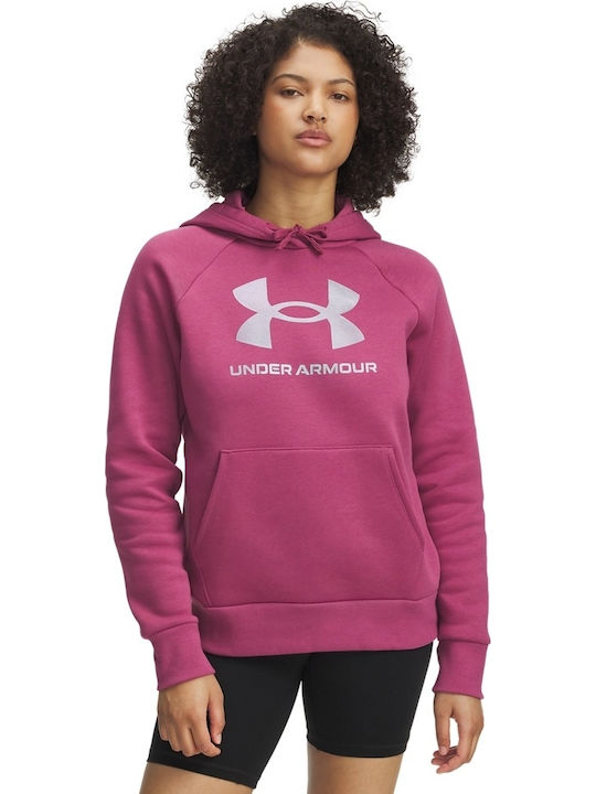 Under Armour Rival Φούτερ Μπορντό-φούξια με Κουκούλα
